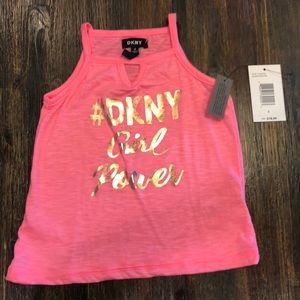 NWT DKNY pink girl power tank top size 4 girls